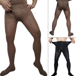 Collants chauds velours hommes taille 120D bas élastiques sacoches à mouches ouvertes - Photo 1/16
