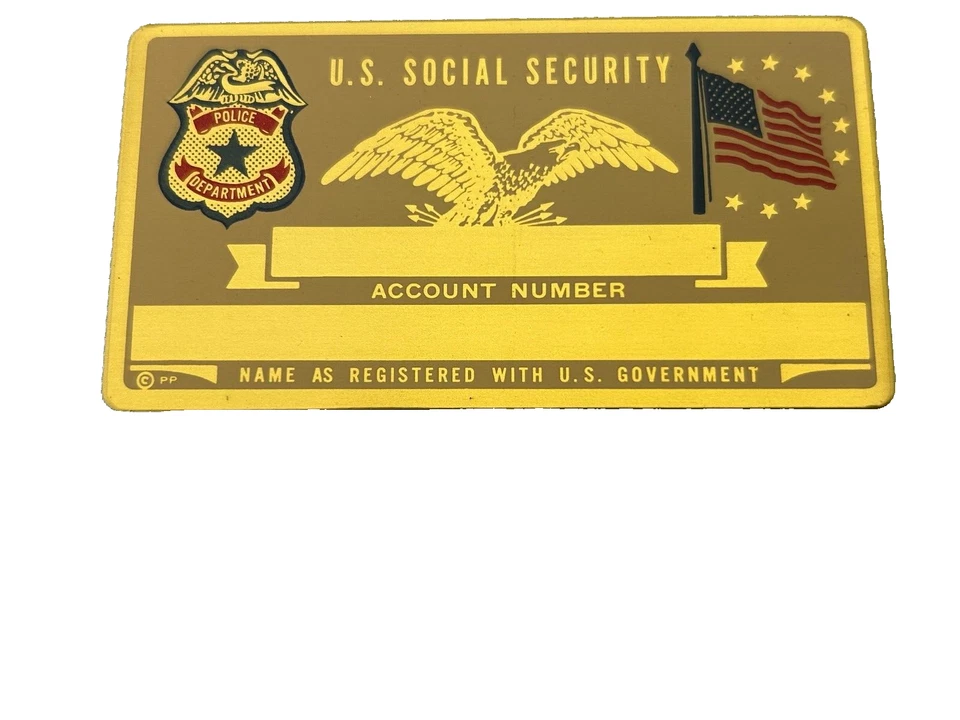 PERMA PRODUCTS Metal POLICE DEPARTMENT Social Security Blank Card