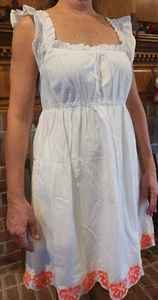 Neu mit Etikett $ 89 J Crew 100 % Baumwolle weiß mit gerüschten Trägern, bestickter Saum Kleid Gr. 8 - Bild 1 von 14