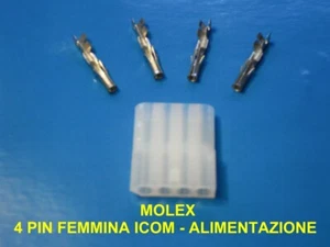 MOLEX 4 PIN CONNETTORE FEMMINA TUNER ICOM - TUNER LDG IC-7300 IC-756 - Foto 1 di 1