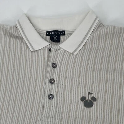Polo Nike Golf Mickey Mouse XL/TG Rayas Blanco/Beige/Tostado Disney De Colección Raro Foto 1 de 4