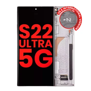 OLED Assembly W/Frame Compatible For Samsung Galaxy S22 Ultra 5G Phantom White - Picture 1 of 10
