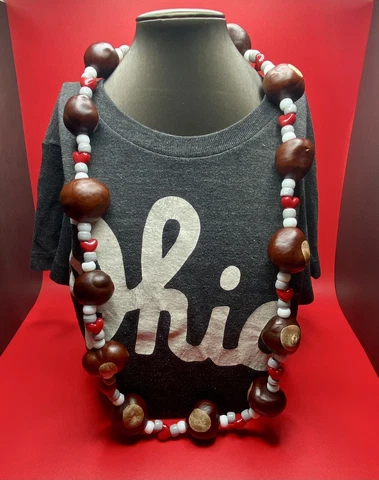 Ohio State Buckeye Necklace with Hearts! High Quality Ohio Buckeyes 14 Included! Cover