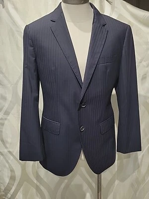 Hugo Boss Navy Stripe James Sharp 2 Water Repellant 2 Button Double Vent Blazer - Image 1 of 4