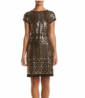New Eliza J Women's Sequin Short Sleeve Heath Dress Black-Gold Variety Sizes - Image 1 of 3