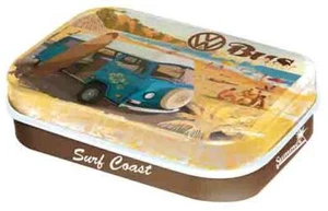 Retro Tin Metal Pill Box VW KOMBI 'Surf Coast' Mints 6x4cm Bus Licensed Combi - Picture 1 of 5