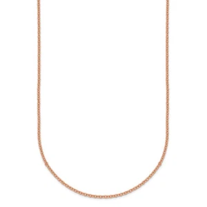 18K Solid Rose Gold 1.5mm Cable Rolo Link Chain Necklace - Picture 1 of 60