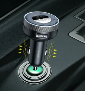 Baseus Bluetooth 5.0 Car Charger Dual USB Wireless FM Transmitter MP3 Player Kit - Picture 1 of 12