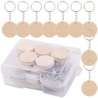 Wood Chip Keychain Ring Tags Unfinished Log Discs Rings for Car Keys