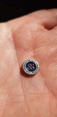 liz claiborne button replacement Round Blue Center Silver 4 Hole - Image 1 of 2