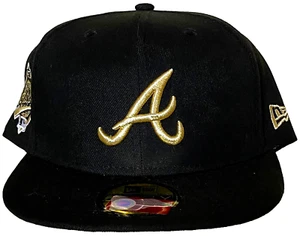 NEW ATLANTA BRAVES MLB 1995 WORLD SERIES BLACK/ GOLD UV NEW ERA FITTED CAP HAT 8 - Picture 1 of 4