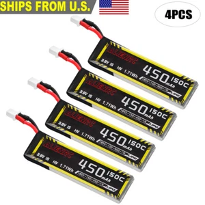 4X450mAh 1S HV 3.8V LiPo Battery 150C BT 2.0Plug PowerWhoop UAV FPV Racing Drone - Picture 1 of 10