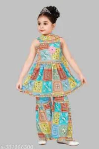 Indian Kids for Diwali Dress for Girls Top Pant Set - Picture 1 of 6