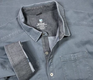Kuhl 5 Panel Long Sleeve Mens L Button Up Thick Stretch Canvas Outdoors Blue - Picture 1 of 18