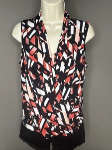 White House Black Market V-Neck WHBM SMALL Drape Faux Wrap Style Shell - Picture 1 of 9