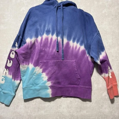 Sudadera con Capucha AE X Young Money Para Mujer Pequeña Azul Púrpura Tie Dye Gráfico Pullover Foto 1 de 4