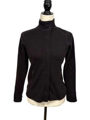 Jaqueta suéter Ibex feminina XS com zíper marrom feita nos EUA lã merino - Imagem 1 de 4