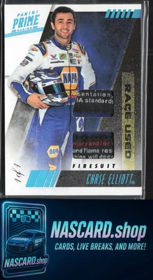 2019 Panini Prime Chase Elliott Race Used Duals Firesuits Laundry Tags #1/1 - Image 1 of 2