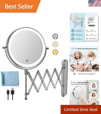 1X/10X Magnifying Mirror with Adjustable LED Lights - Swivel - Image 1 of 4