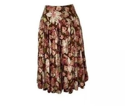 Falda para mujer Tommy Bahama talla 10 mezcla de seda arrugada plisada rosa estampado floral Foto 1 de 4