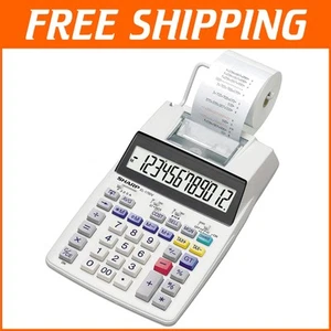 Compact Black/Red 12-Digit Printing Calculator - Ideal for Tax Calculations - Picture 1 of 3