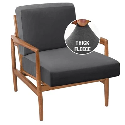  抓绒椅套弹力靠垫套适用于沙发和沙发 2 件厚  — 第 1/4 张图片