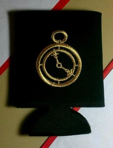 Uhr Silhouette Stoppuhr Gold Bestickt Flasche Wärmer Kühler Insulat Koozie - Picture 1 of 2