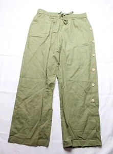 Ouku Men's Drawstring Elastic Waist Side Button Pants JW7 Green Size 2XL - Picture 1 of 5