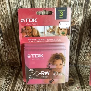 TDK DVD-RW 30min PACK OF 3 NEW SEALED OLD STOCK - Picture 1 of 6
