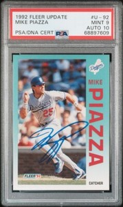 1992 FLEER UPDATE #U-92 MIKE PIAZZA RC HOF PSA 9 DNA AUTO 10 POP 24