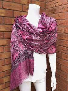 PAUL SMITH PINK PAISLEY PRINT LARGE COTTON SCARF MADE IN ITALY