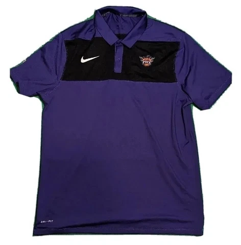 Phoenix Suns Polo Shirt Mens Large Purple Nike Dri Fit Short Sleeve Stretch Cover