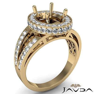 Halo Split Shank Oval Semi Mount Diamond Engagement Ring 18k Yellow Gold 0.74Ctw - Image 1 of 4