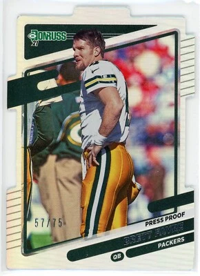 Donruss Brett Favre 2021 variación prueba de prensa troquelado plateado/75 Packers QB Foto 1 de 2