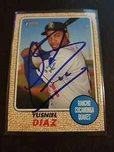 2017 Topps Heritage Minors Yusiel Diaz Signed IP Auto RC Rookie Card Orioles #36 - Picture 1 of 2