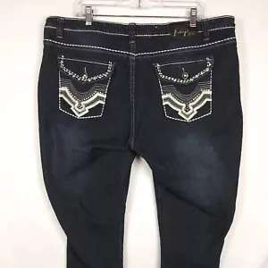 Klip Jeans Damen Größe 22 Blau Denim Dark Wash Bestickt  - Bild 1 von 9