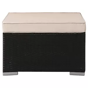 Arebos Polyrattan Hocker, Sitz, Ablage In- & Outdoor geeignet inkl. Sitzkissen - Bild 1 von 8