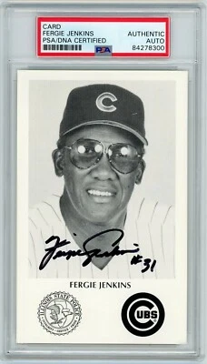 FERGUSON FERGIE JENKINS Signed Post Card Chicago Cubs PSA Slabbed Encapsulated - Image 1 of 2