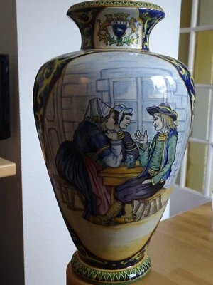 VINTAGE AMAZING MUSEUM  LARGE VASE HENRIOT QUIMPER FRANCE BRETON  Height: 15,94" - Image 1 of 4
