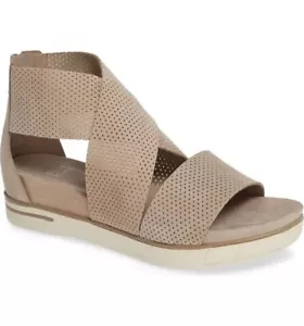 Eileen Fisher Damen Sport Perforiertes Nubukleder Plateau Sandalen Gerste - Bild 1 von 4