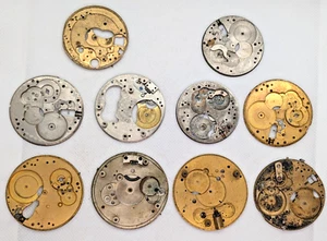 Vintage Konvolut 10 4 & 4,5 cm Taschenuhr Teile Bodenplatten Schmuck Anhänger - Bild 1 von 16
