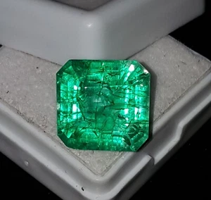 Loose Certified Gemstone Natural Green Emerald 9.02 Ct Colombian Square Cut Gems - Picture 1 of 9