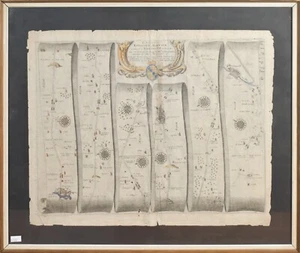 Antiq. Mappa John Ogilby del XVII secolo colorata a mano Kings-lyn Norwich Yarmouth incorniciata - Foto 1 di 10