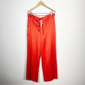 J. Crew Collection Neu mit Etikett Damen Hose weites Bein Satin Krepp in Rot Größe 12 - Bild 1 von 13