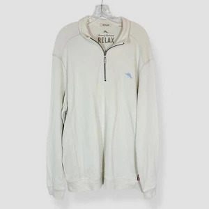 Maglione pullover Tommy Bahama Relax 1/4 zip avorio taglia XL casual costiero preppy - Foto 1 di 11