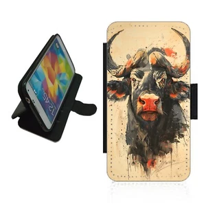 Buffalo Phone case wallet flip cover For iPhone Samsung Pixel BUF1 animal design - Picture 1 of 6