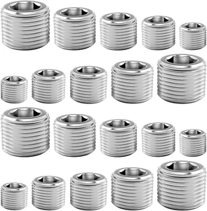 20 Pcs Stainless Steel Pipe Plug Fitting Assortment Kit, 5 Sizes 1/8" 1/4" 3/8" - Picture 1 of 12