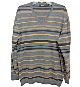 Suéter Claiborne Para Hombres Grande Rayas Cuello en V Pullover Carrera Retro Hipster Algodón - Imagen 1 de 6