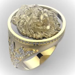 Herren Ring/ Löwen Ring/ Siegel Ring/ vergoldet Größe 59 - Bild 1 von 3