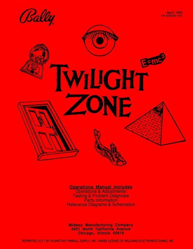 Twilight Zone Pinball Complete Operations/Service/Repair Manual Bally PPS 1A/pB - Image 1 of 1